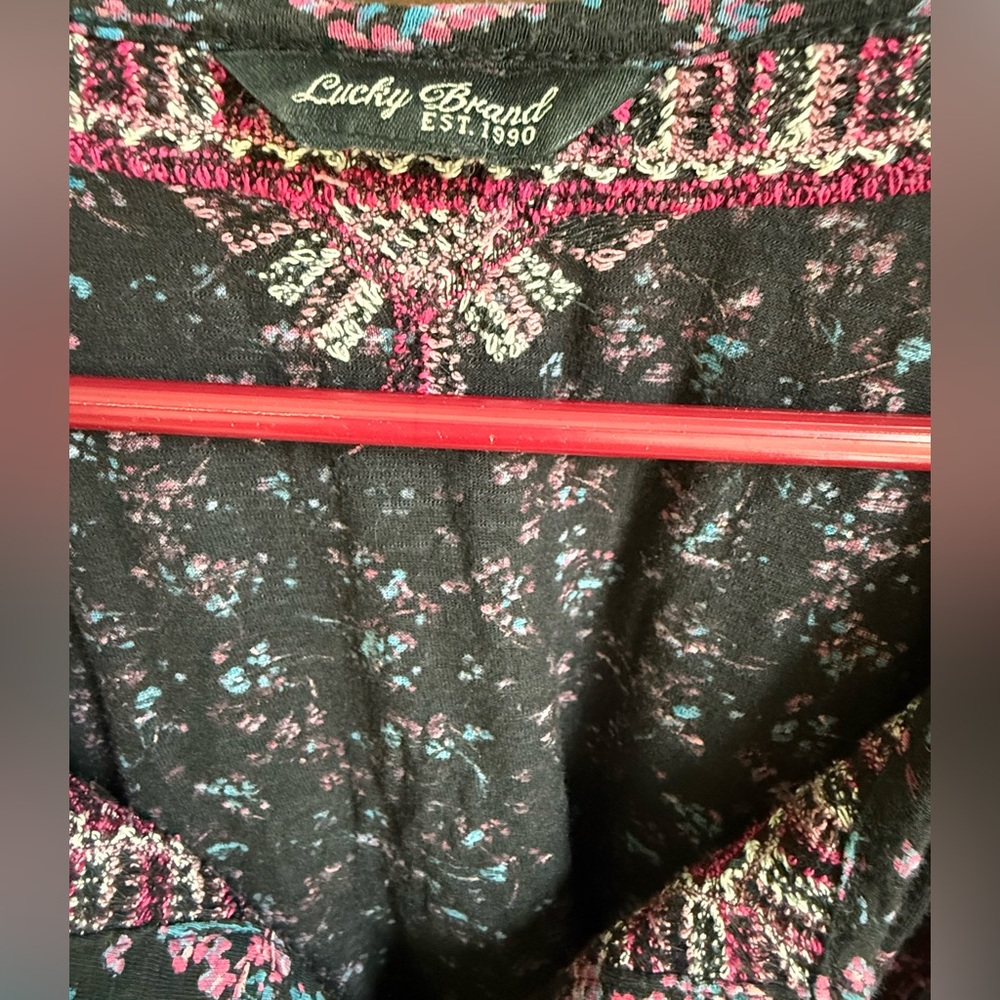 Lucky Brand Plus Black and Pink Embroidered Tunic - Picture 3 of 11